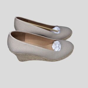 J.Crew Factory Canvas Espadrille Wedges Size 8.5 Beach Resort Flax Boho